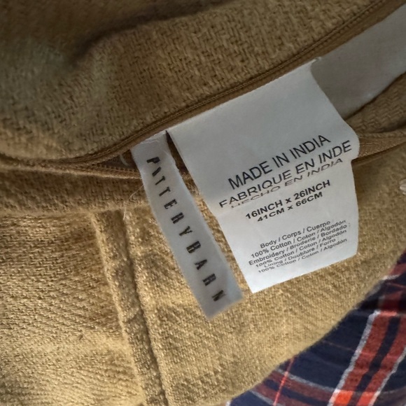 Pottery Barn Beige 'Family' Embroidered Pillow Cover - Picture 2 of 2